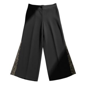 LG Laura Sheer Black Wide-Leg Pants Gold Lace Detail Flowy